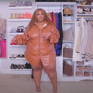 AS. Brown Faux Leather Button Down Dress